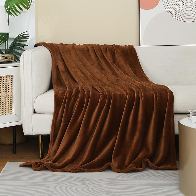 Brown Fleece Plush Throw Blanket 60"x80"for Couch Sofa Fuzzy Cozy Flannel | Super Soft Lightweight Microfiber Blanket for Bed Chair bedroom Home Decor All Season,Birthday Gifts for Women Mom Adult