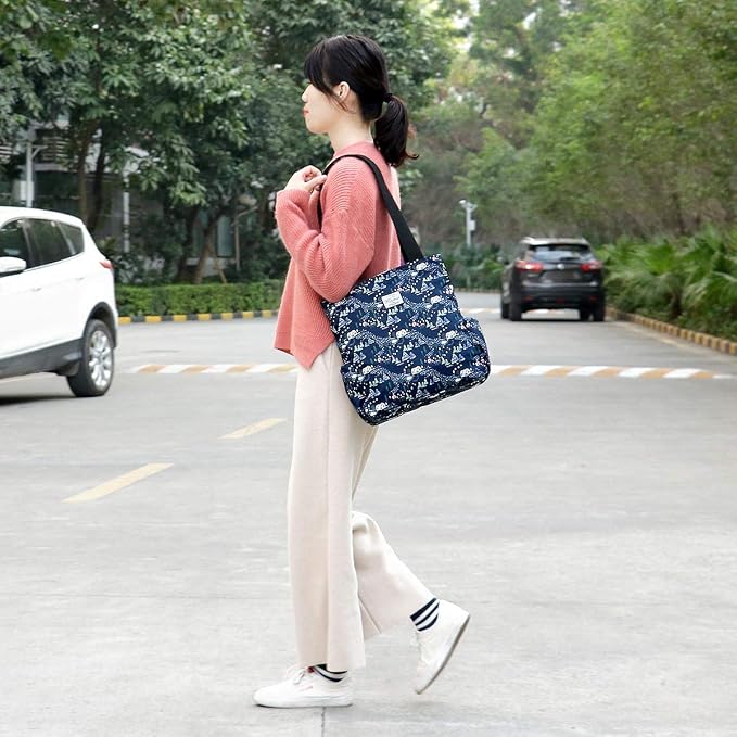 KAMO Floral Tote Bag - Waterproof Lightweight Handbags Travel Shoulder Bag for Hiking Yoga Gym Swimming Travel Beach