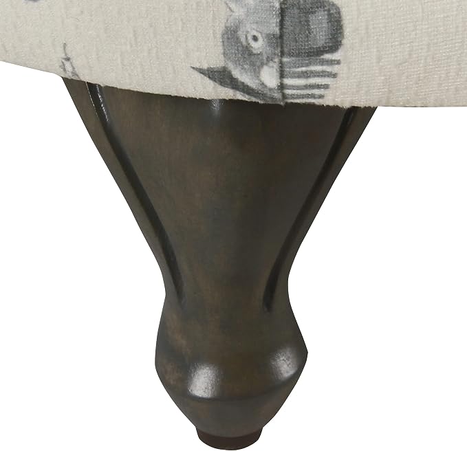 HomePop Home Decor | Upholstered Curved Pet Bed | Luxury Cat & Dog Beds & Furniture | Round Pet Bed Created with Stain Resistant Fabric, Cream and Gray, Medum