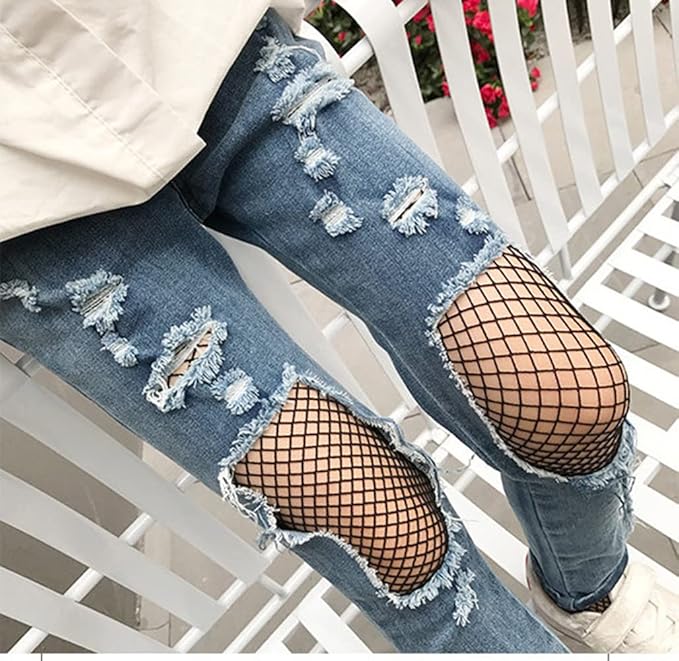 Girls Fishnet Stockings for Princess Dress High Waist Mesh Tights Cute Pattern Knit Socks
