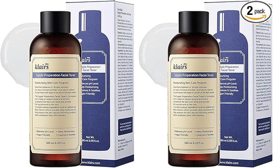 DearKlairs Supple Preparation Facial Toner- Balace pH Level, Deep Moisturizer, Korean Skin Care, Hydrating, Vegan Friendly 6.08 Fl Oz (Pack of 2)