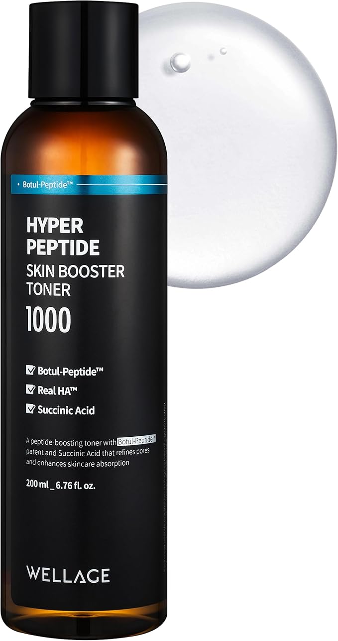 WELLAGE Hyper Peptide Skin Booster Face Toner - Korean Beauty Facial Astringent, Infused Peptide PHA, Anti-Aging, Wrinkle & Elasticity Improvement - for Uneven Texture, Reduces Pores, 6.76 fl.oz.