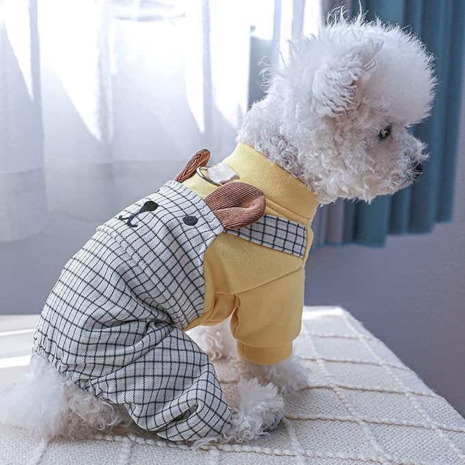 Dog Stylish Overalls Comfortable Puppy One Piece Outfits Summer Bib Overalls for Small Dogs Cute Pet Onesie Jumpsuit Chihuahua Yorkies Birthday Holiday Clothes Cat Costume
