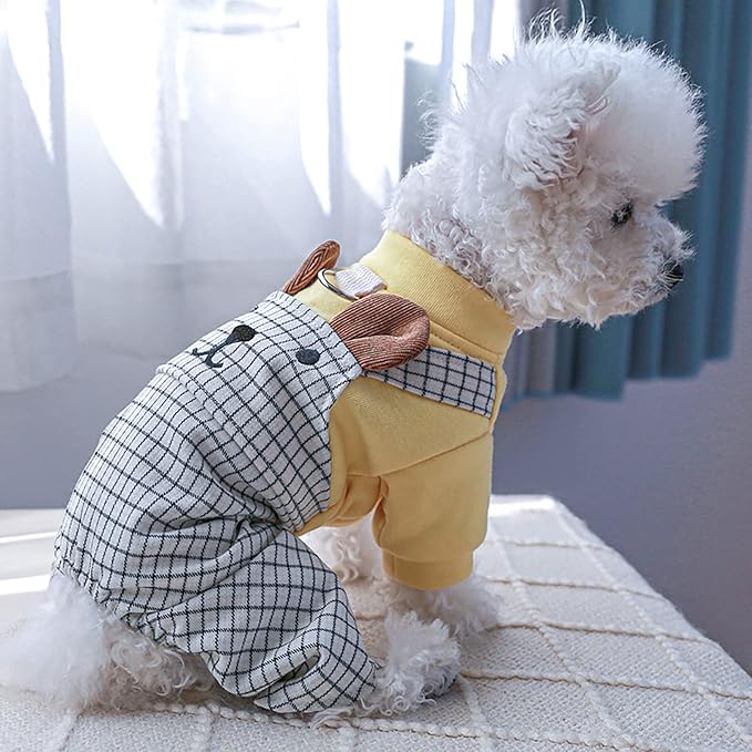 Dog Stylish Overalls Comfortable Puppy One Piece Outfits Summer Bib Overalls for Small Dogs Cute Pet Onesie Jumpsuit Chihuahua Yorkies Birthday Holiday Clothes Cat Costume