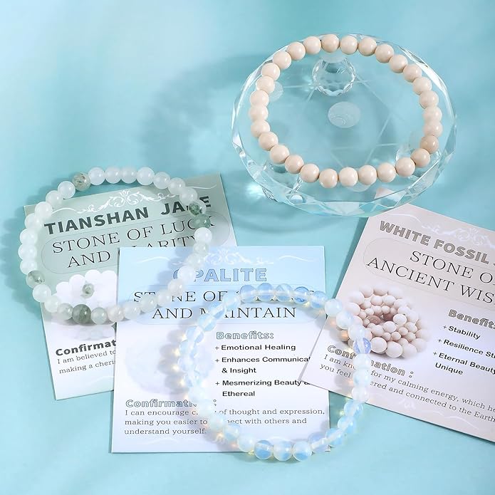 NCB 2.3-Piece 4mm Natural Crystal Gemstone Stretch Bracelets – Handmade Reiki Energy Healing Jewelry for Meditation,Yoga, Unisex