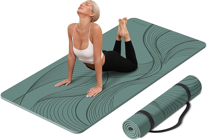 PAIDU Large Yoga Mat-72’x36’x0.4’ Extra Width ＆ Thick,Comfortable,Non-Slip Exercise Mat-Works Great on All Floor for Stretching,Yoga Studio,Gym or Home Workouts