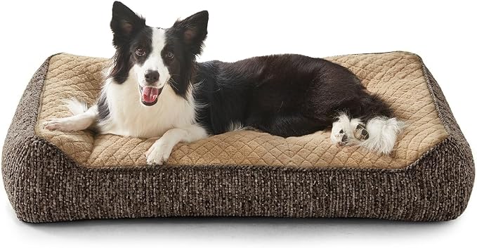 JOEJOY XL Orthopedic Dog Beds Large Sized Dog, Extra Thick Supportive Big Dogs Couch Bed with Sides, Ultra Soft Pet Bed Sofa for Large Dogs, Brown, 38''x28''