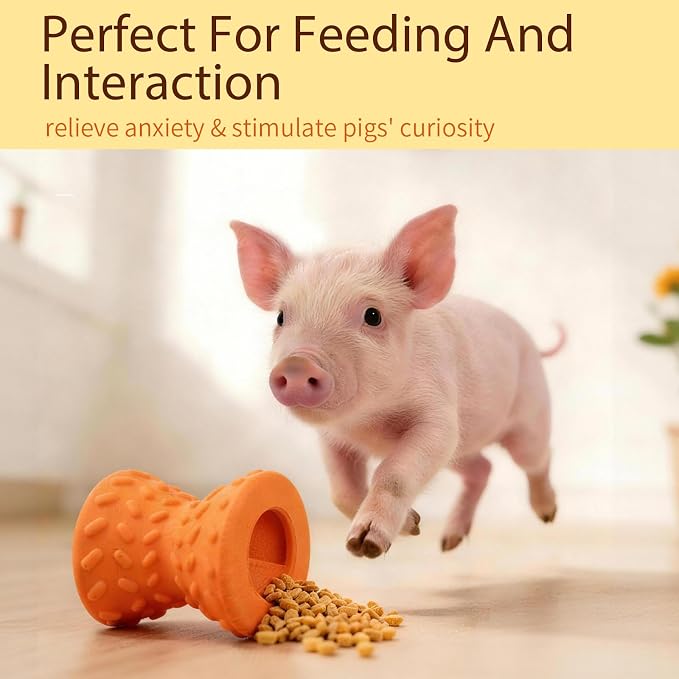 Treat Dispensing Ball for Pigs, Pig Enrichment Toys Food Dispenser for Mini Pigs, Slow Feeder Training Toy Pet Interactive Foraging & Rooting Toys for Pigs to Play with