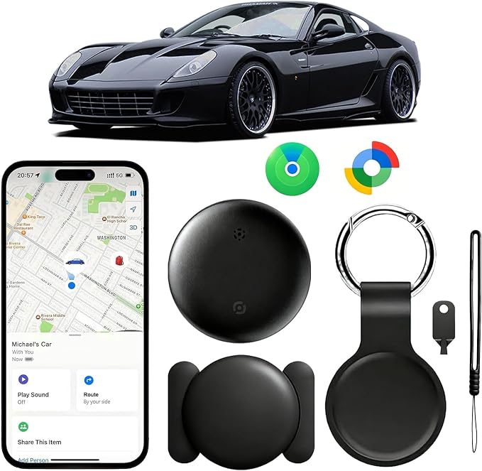 GPS Tracker for Vehicles No Subscription for Android & iOS, Bluetooth | Car Tracker Tag Tracker Device Compatible with Apple Find My & Google's Find Hub for Key, Luggage Wallet Kid Pet