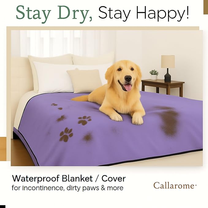 Waterproof Blanket for Bed & Couch Protection, Purple/Black, 80"x90" | High-Density Heavy-Duty Material – Ultra-Soft & Durable Soft Fleece, Leakproof, Reversible, Silent No-Crinkle Design