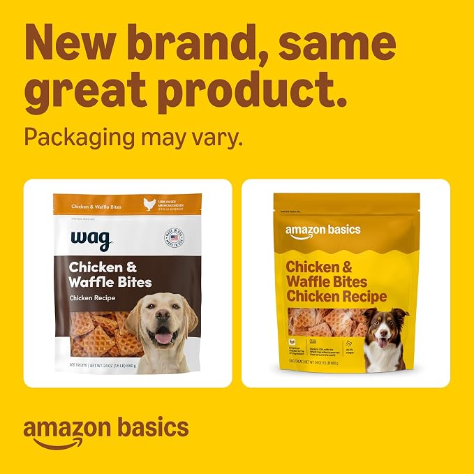 Amazon Basics Dog Treats Chicken and Waffle Bites 24oz (Previously Wag)