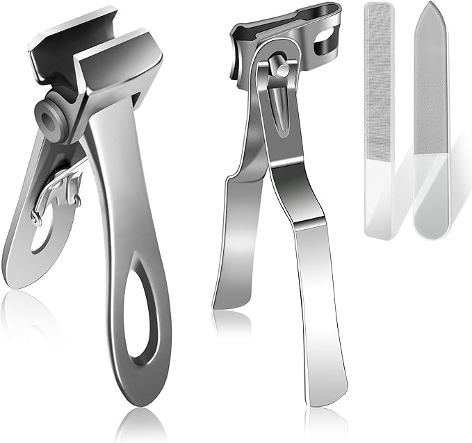 Nail Clippers for Men Thick Nails, 17mm Straight Wide Opening Extra Large Toe Nail Clippers for Adult & Easy Grip 360 Degree Rotary Toenail Clippers for Elderly Cutting Ingrown Toenails