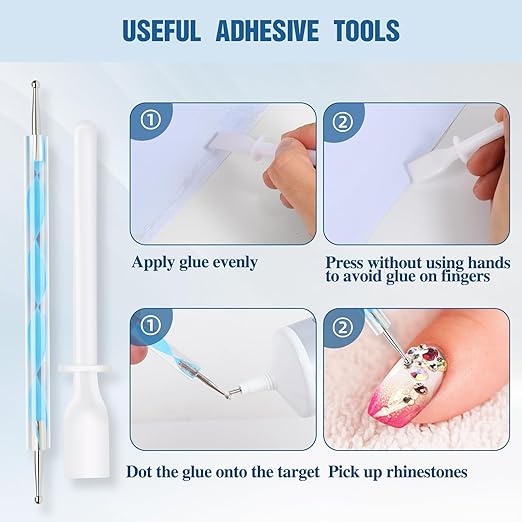110 ml B7000 Adhesive for Crafts, Clear Glue with Spreaders and Dotting Pen Tool, Multipurpose for Rhinestones, Fabric, DIY, Makeup, Shoes, Jewelry Making, Nail Art