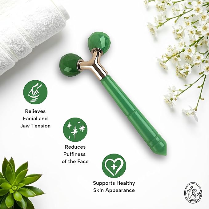 Mount Lai Jade Tension Melting Facial Massager for Face & Neck – Face Roller to Relieve Tension, Soothe Stress, Improve Circulation & Revitalize Skin for Radiant Care