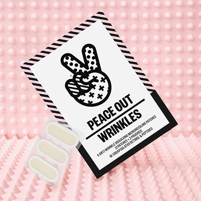 PEACE OUT Microneedling Wrinkle Patches with Retinol, Peptides, Vitamin C, Helps Smooth Fine Lines, Improve Deep Wrinkles and Firm Skin, 6 Patches