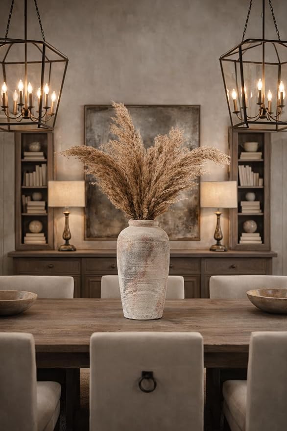 Emotionally Grounded Vase, Vaseking Large Ceramic Rustic Vase, 11 inch Minimalist Decorative Farmhouse Tall Vases for Home Decor, Living Room, Enterway, Table Decoration, Fired Terra Clay