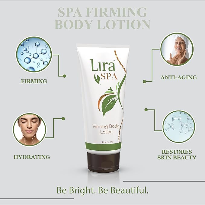 Lira Clinical SPA Skin Firming Lotion - Anti Cellulite & Skin Tightening Cream for Body with Caffeine & Peptides - Suitable for Crepey Skin - 4 fl oz