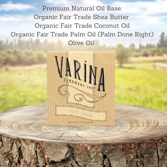 Natural Pink Sugar Bar Soap - Gentle Cleansing for Sensitive Skin, Floral - 3 Pack