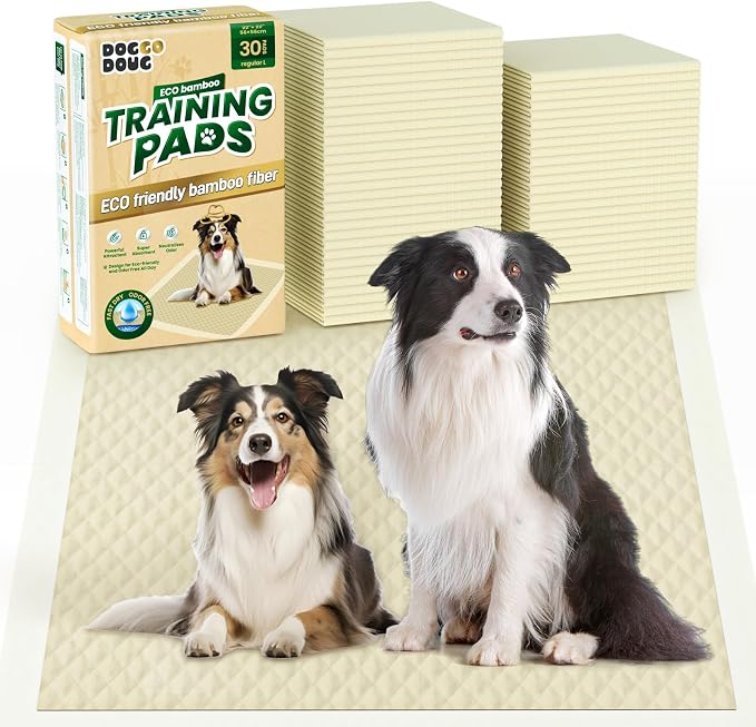 Bamboo Small Puppy Pads Pee Pads for Dogs 22"x22" 30 Count | Training Pads Deodorizing Leakproof Quick Drying Dog Pee Pads Super Absorbent Disposable Puppies