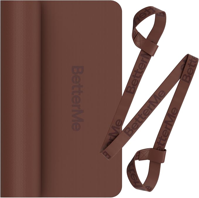 BetterMe Yoga Mat - Non-Slip Exercise Mat for Women - Cushioned Pilates Mat for Home Workouts, Stretching & Hot Yoga - Portable Fitness Mat with Strap