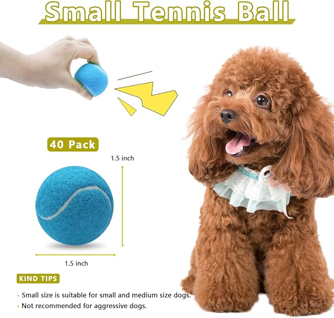Magicorange 40 Pack Squeaky Mini Tennis Balls, 1.5 inch Small Dog Ball