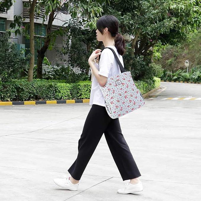 KAMO Floral Tote Bag - Waterproof Lightweight Handbags Travel Shoulder Bag for Hiking Yoga Gym Swimming Travel Beach