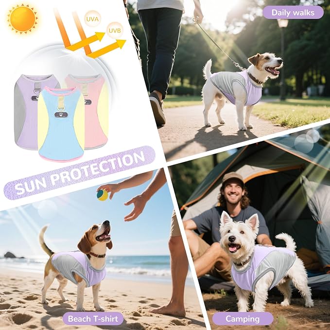 Dog Cooling Vest with D-Ring Dog Tshirt Sun Protection Small Puppy Clothes for Girls Boys Stretchy Shirts for Dogs Lightweight Breathable Shirt French Bulldog Frenchie Dachshund Clothes