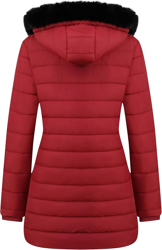 GOLDLADIES Women's Waterproof Long Down Jacket,Warm Winter Hooded Puffer Coat Thickened for Hiking Outdoor