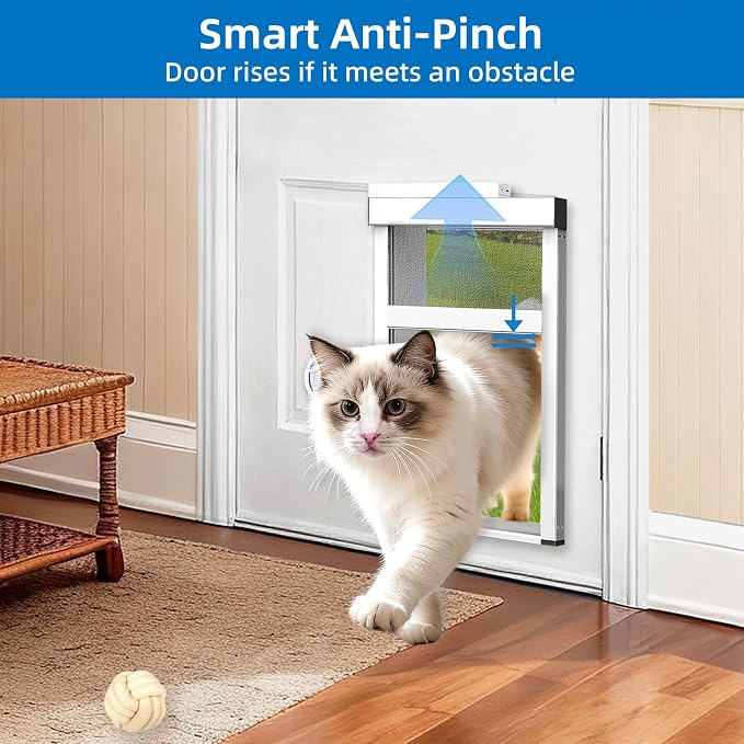Smart Pet Door with Doorbell Active,Electronic Cat Door for Door,No Collar