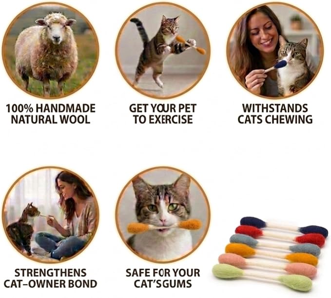 Glaciart One Swabs Cat Toys with Catnip - 6 Pk | Durable for Chew, Cute Cat Toys Interactive Kitty for Boredom, Exercise, & Play | Filled w/Organic Catnip for Anxiety & as Digestive Aid | Gift Idea