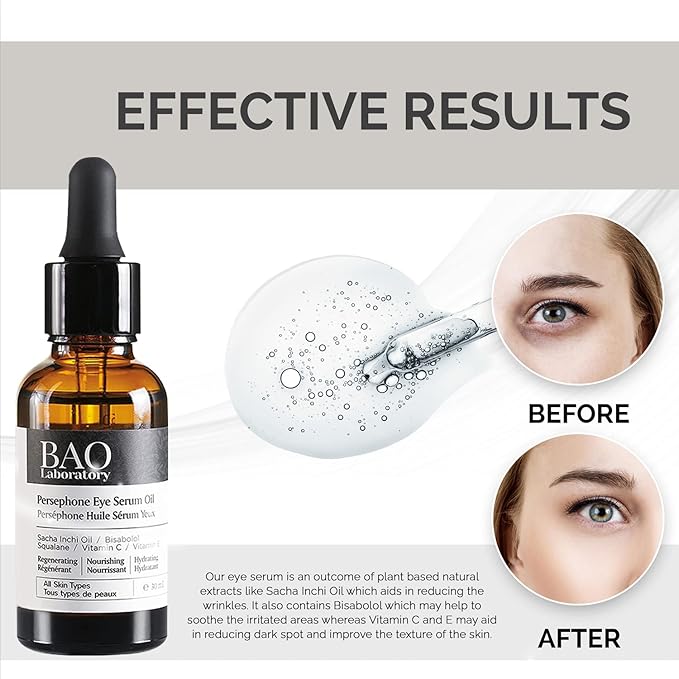 Persephone Eye Serum Oil | Sacha Inchi Oil, Bisabolol and Vitamin C & E | Eye Serum for Wrinkles, Finelines and Dark Circle (30 ML)