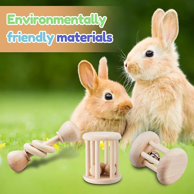 AOWPFVV Wooden Bunny Toys,Safe Rabbit Toys for Guinea Pigs,Small Animals