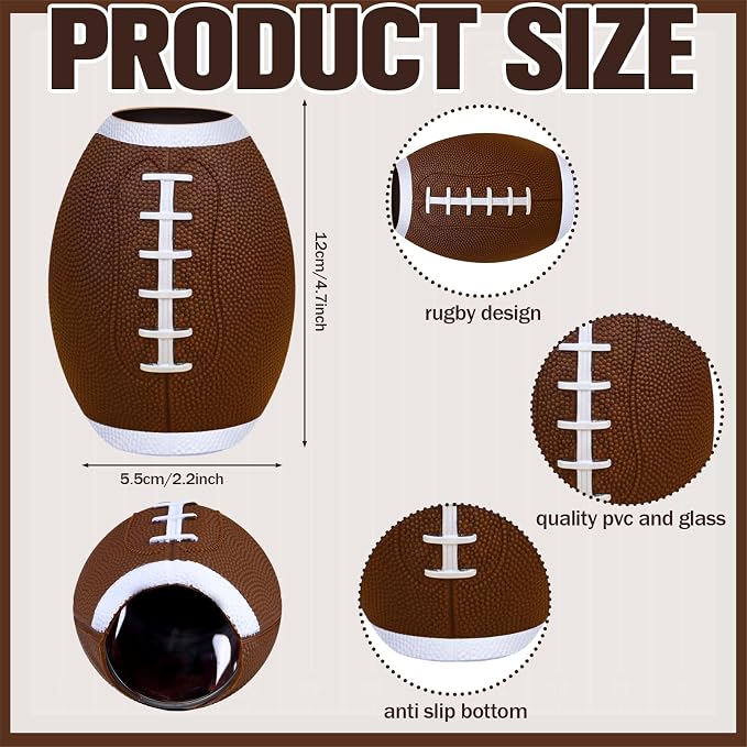 Qinyoung 2 Pcs Football Table Centerpiece Football Vases Decor Cute Rugby Flower Vases Planter Pot Rugby Utensil Holder Pencil Cup for Home Table Decor Sport Theme Party Supplies Gifts