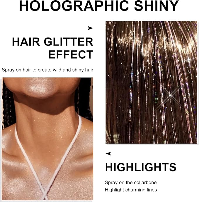 Hair and Body Glitter Spray, 1PC Glitter Hairspray Dry Powder Makeup for Clothes, Festival Rave Prom Loose Sparkle Powder,Holographic Ultra Fine Resin Glitters for Crafts (Blue)
