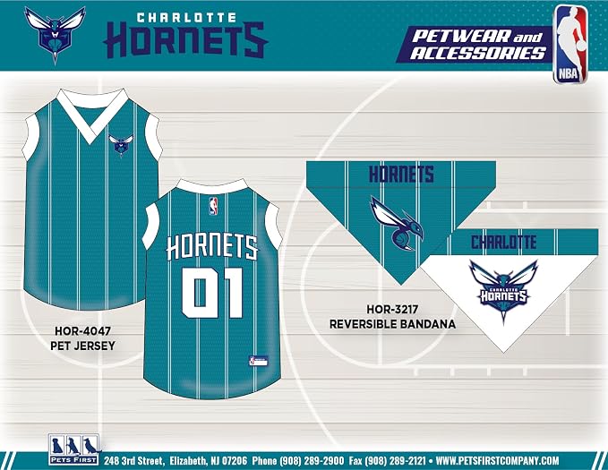 Pets First NBA Charlotte Hornets Dog Jersey, Medium- Tank Top Basketball Pet Jersey