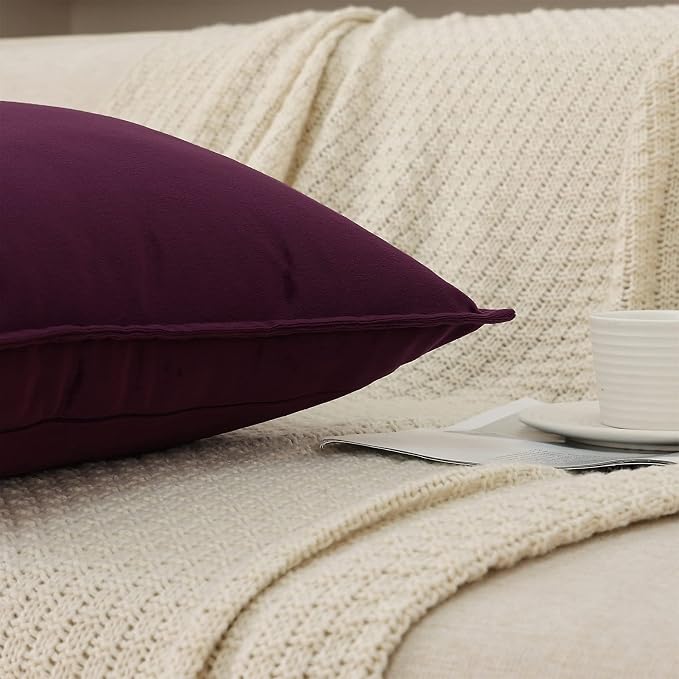 Velvet Purple Throw Pillow Covers 18”x18”Pack of 2 Soft Decorative | Square Cushion Covers for Couch Sofa Bed Livingroom Car Home Decor,45x45Cm