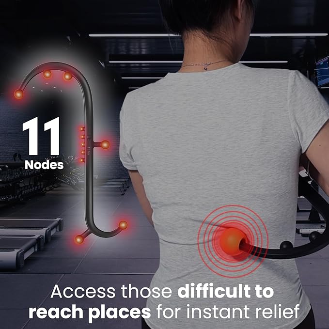 LiBa Trigger Point Massage Tool, Detachable Back Neck Shoulder Massager for Pain Relief, Manual Therapy Massage Cane Hook Stick with Massager Ball, Gift for Athlete, Desk worker, Chronic Pain Sufferer