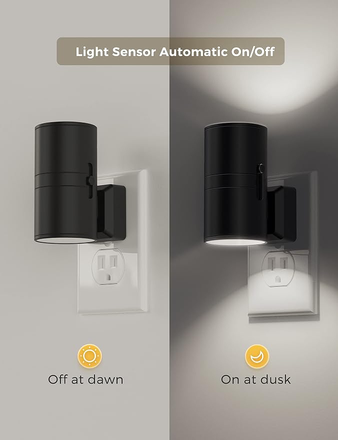 L LOHAS LED Night Light, Bright Night Light, Night Lights Plug into Wall | 5000K Daylight White, Dimmable Nightlights with Light Sensor, Decorative Nightlight for Hallway Bathroom Kitchen, 4 Pack