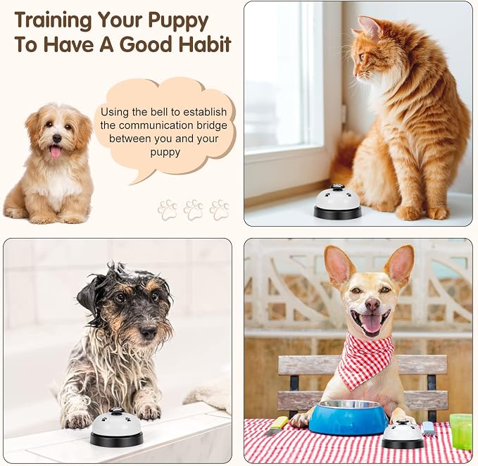 JEXCULL Pet Training Bells, 2 Pack Dogs Bell for Door Potty Training and to Ring to Go Outside Communication Device Dog AgilityTraining Equipment Interactive Toys (White)