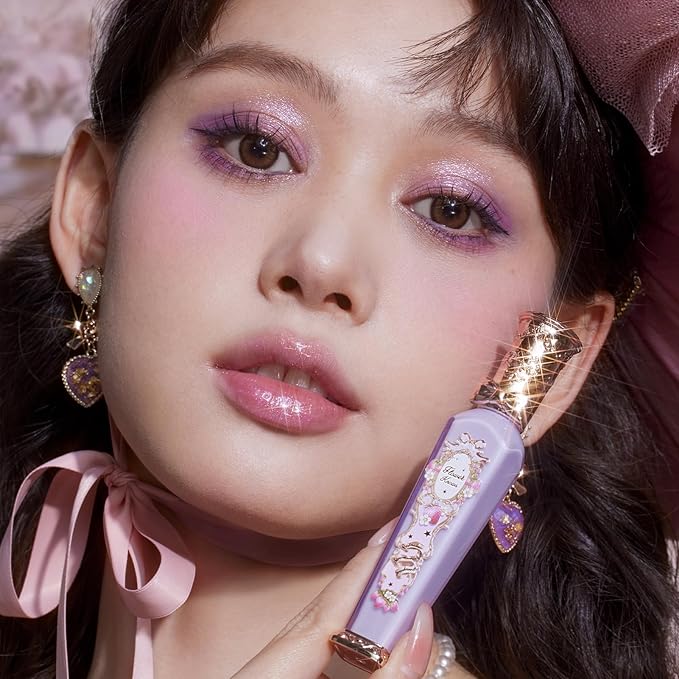 Flower Knows Violet Strawberry Rococo Glowy Lip Gloss,Moisturizing Shimmery Transparent Pink Lip Plumper Oil,Hydrating Lip Tint for Girls&Women,Vegan & Cruelty-Free,0.12 Fl Oz(G03 Berry Bomb)