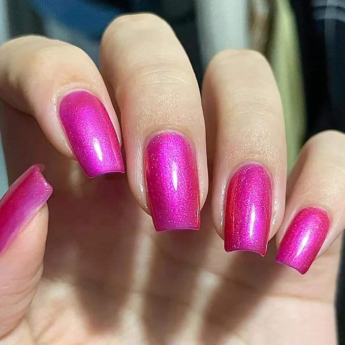 Major Dijit Quick Air Dry Nail Polish Glitter VioletRed Regular Nail Polish Non UV Gel Hema 0.34 fl oz.