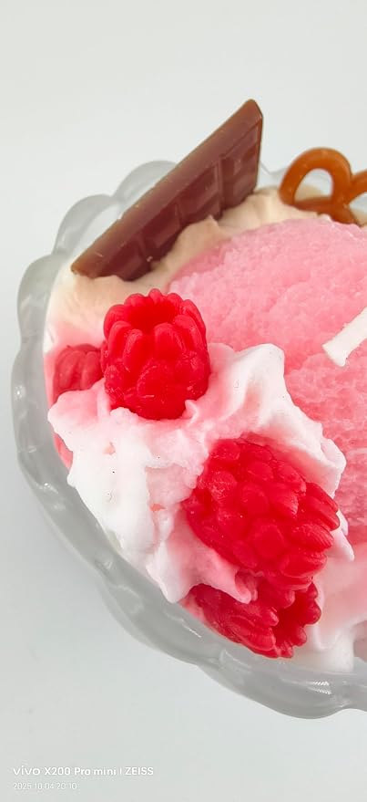 Generic Ice Cream Aromatherapy Candles, Glass Goblet, Decorative Dessert Shape, Fruits Fragrance, Birthday Festival Party Mother Gift (Vanilla Raspberry)