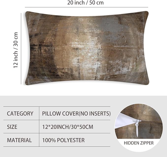 Lumbar Throw Pillow Covers,Pack of 2 Soft Velvet Decorative Cushion Cover for Sofa Bedroom Car (12X20 inch, Taupe)