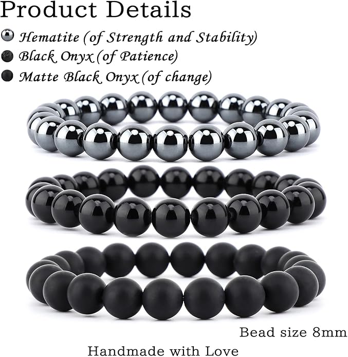 NCB 2.3-Piece 4mm Natural Crystal Gemstone Stretch Bracelets – Handmade Reiki Energy Healing Jewelry for Meditation,Yoga, Unisex