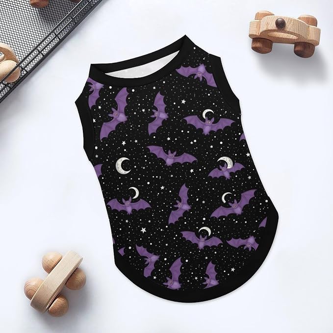 Halloween Pet Vest Purple Bat Pet Shirts X-Small | moon Stars Dog Shirt Vest cute pet Sleeveless Vests Ice Silk Dog T-Shirts holiday Dog Clothes Halloween Canine Wear