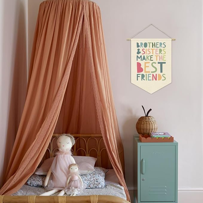 Nursery Decor Siblings Canvas Banner,Brothers And Sisters Make The Best Friends Bedroom Playroom Wall Art Decorations,Boho Twin Room Sign,Boho Kids Room Hanging Pennant Flag Banner