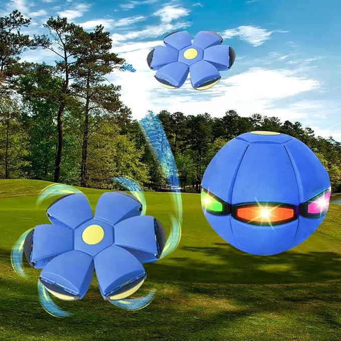 2PCS Magic Bouncing Ball Toy, Children's Magic Meta - Balls, Dual Form Pop up Flying Saucer Ball, Parent-Child Interactive with 3 Light for Indoor & Outdoor Use Pink+Blue