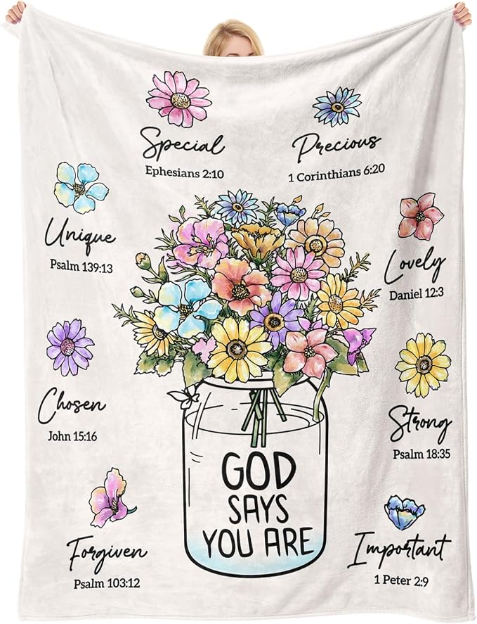 Christian Religious Gifts for Women, Christmas Birthday Gifts for Women | Baptism Communion Inspirational Catholic Faith Gifts for Sister Daughter Girls Her Mom Friend, Soft Throw Blankets 50''x 60''