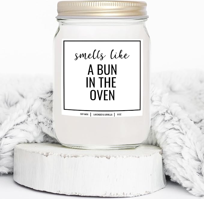 You Nique Designs Pregnancy Announcement Candle for Grandparents Dad Family Uncle Aunt, 8 Oz, Pregnancy Reveal to Parents, White All Natural Soy Vegan Aromatherapy Candles (Lavender & Vanilla)