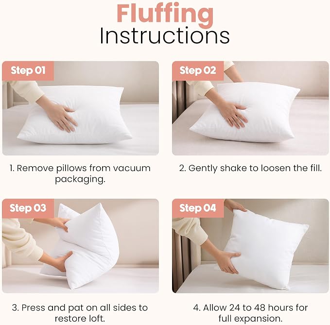 Utopia Bedding 12x12 Pillow Inserts, White Throw Pillows for Couch, 2 Pack | Indoor cushion inserts for bed, sofa & couch, Supportive & fluffy decorative pillows for everyday comfort, Set of 2, White